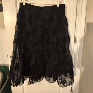 Lena Black Floral A-Line Skirt